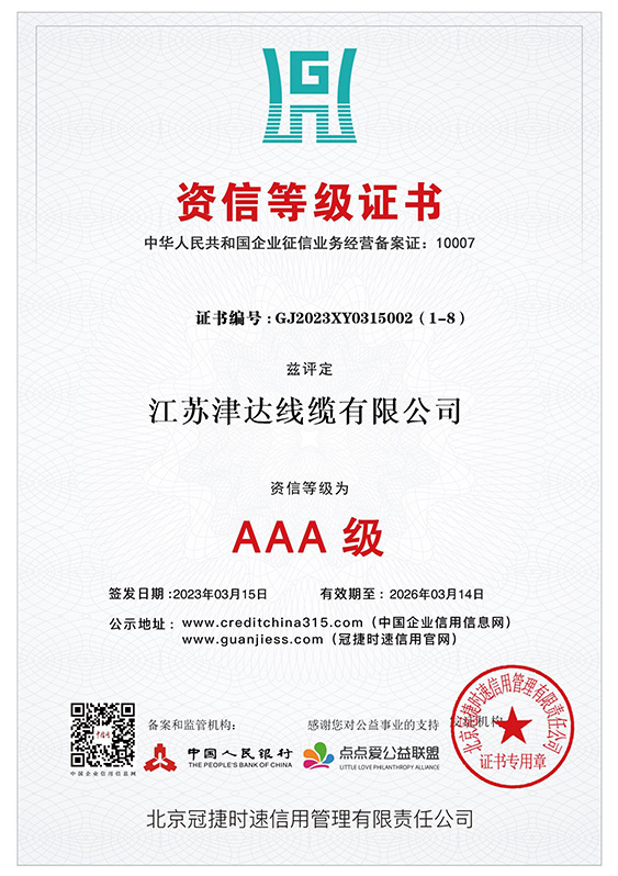 資信等級證書AAA級